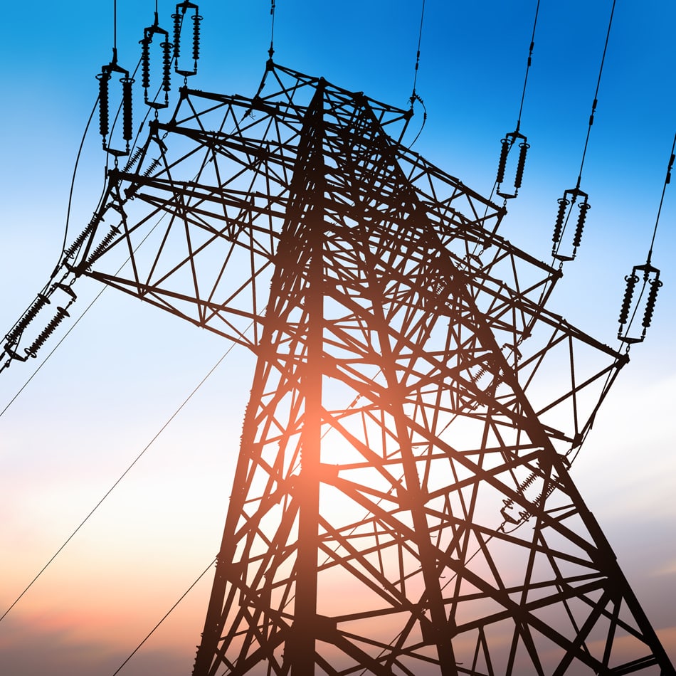 Close up picture of a power tower