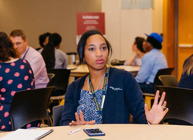 Female Georgia Tech employee participating in a workplace learning signaure program