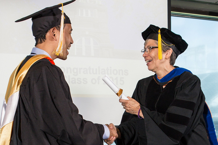 Professional learner graduate receiving diploma
